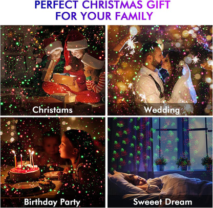 Christmas Projector Lights  Red & Green Starlight 3 Modes w/ Remote and Timer Projection Lights, IP65 Waterproof