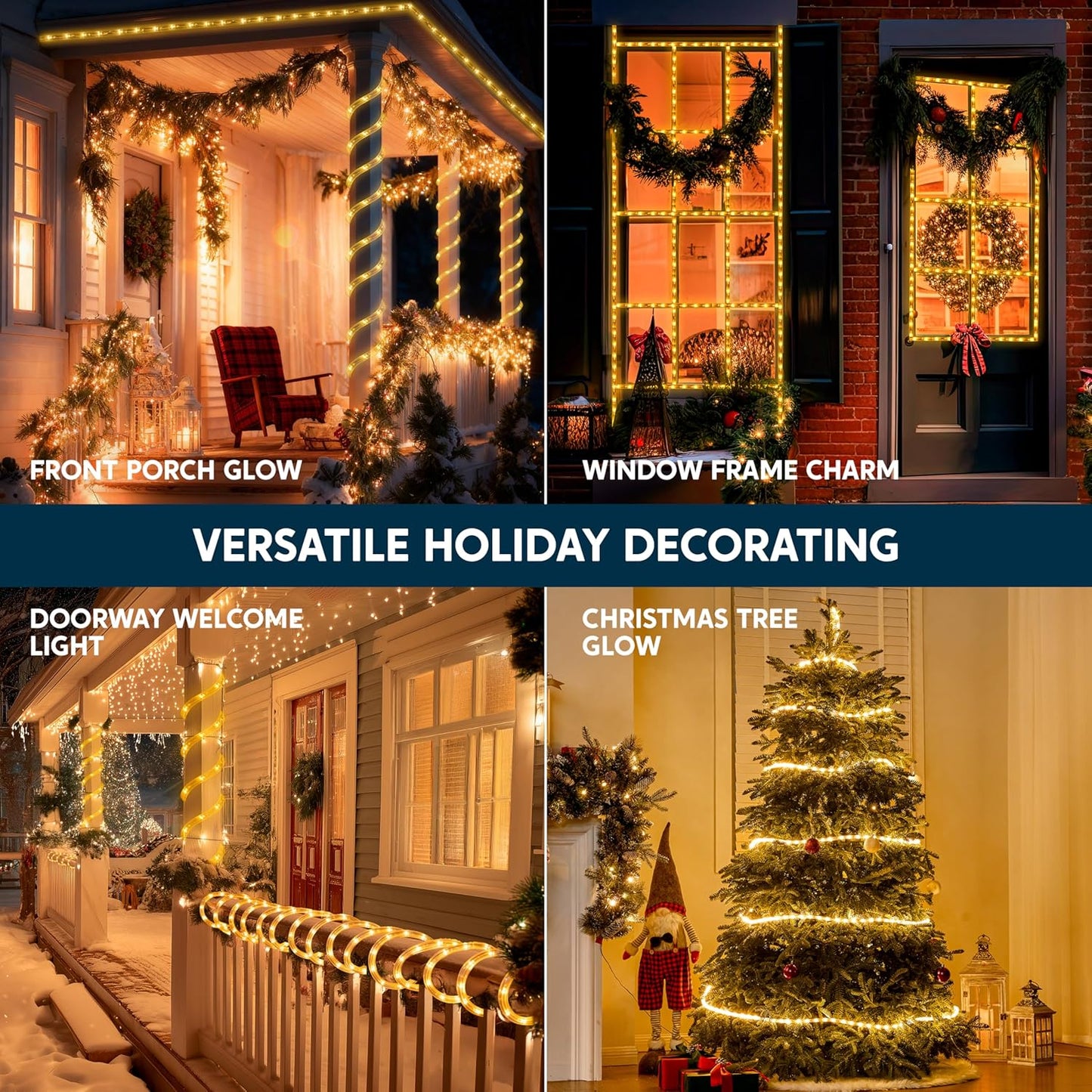 40VT LED Kersstok Touligte, Waterdigte 360 LED Kersfees Versiering Liggies - (Warm Wit)