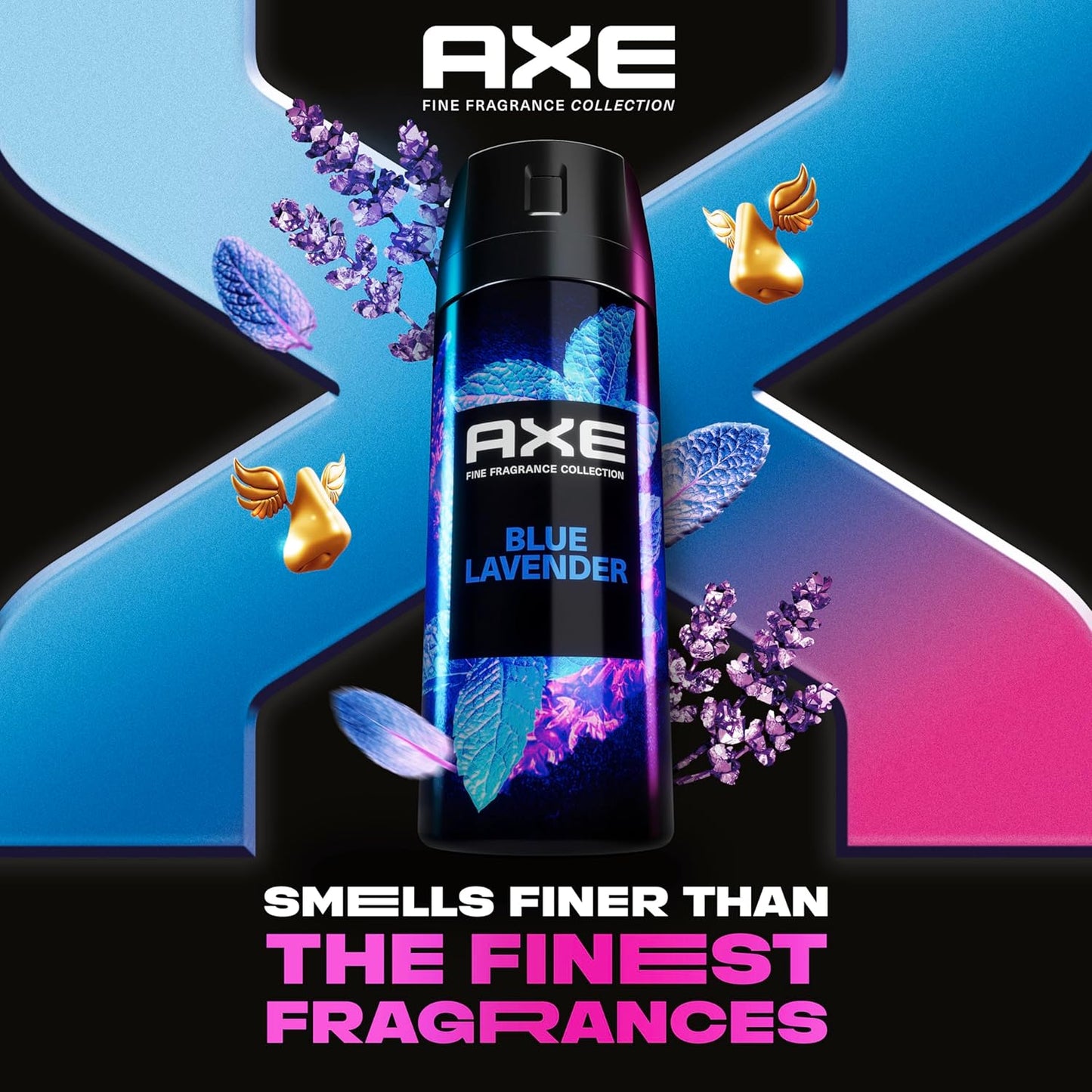 AXE Fine Fragrance Collection Premium Deodorant Body Spray for Men Blue Lavender w/ 72H Odor Protection - 4 oz (Pack of 2)