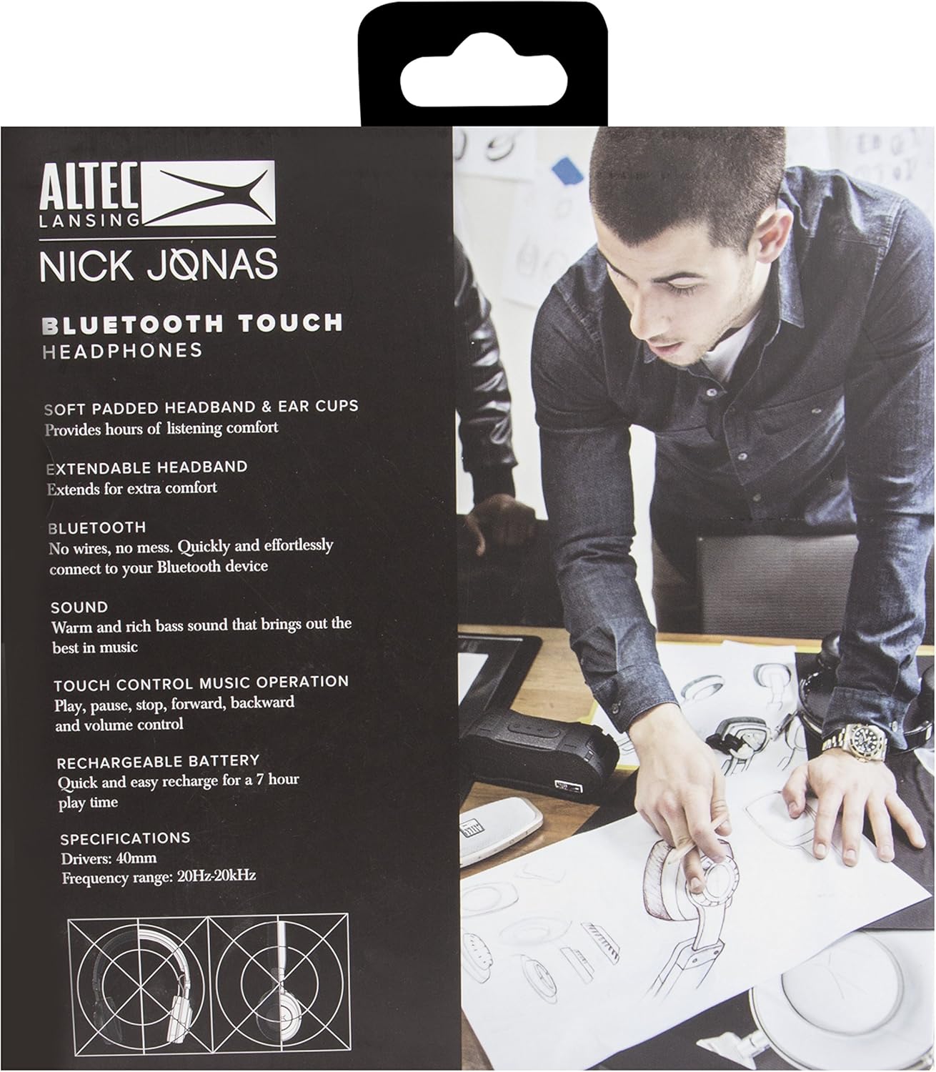 Altec Lansing NJHP-2-BLK Nick Jonas Collaboration Bluetooth Raak Oorfone