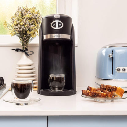 Mixpresso 2-in-1 Maal-en-Brou Outomatiese Persoonlike Koffiemaker, Outomatiese Enkelbedien-Koffiemaker met Ingeboude Maalmasjien en 14oz Reisbeker, Outo-afskakelfunksie, Swart Reiskoffiemaker