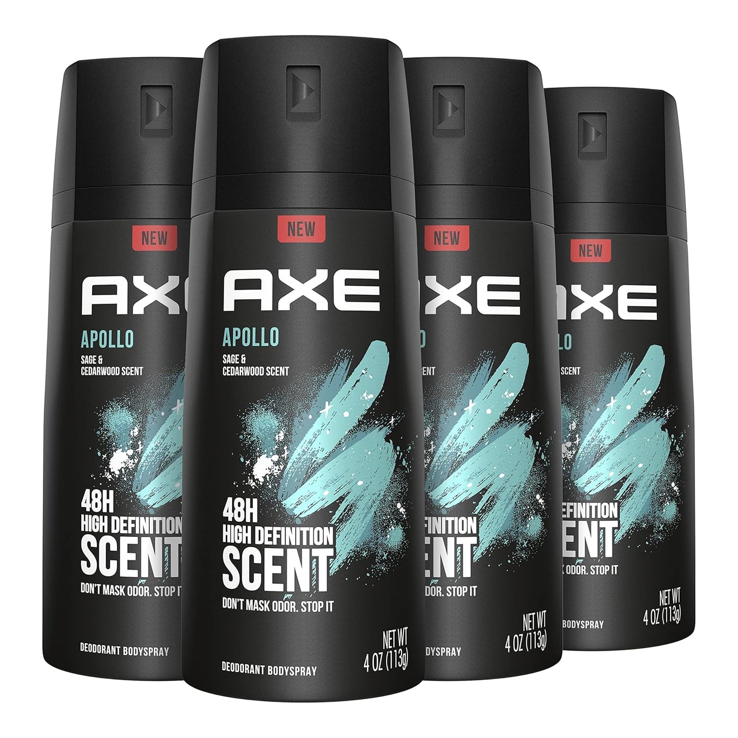 AXE Apollo Body Spray Deodorant for Long-Lasting Odor Protection, Sage & Cedarwood Deodorant - 4oz (Pack of 4)