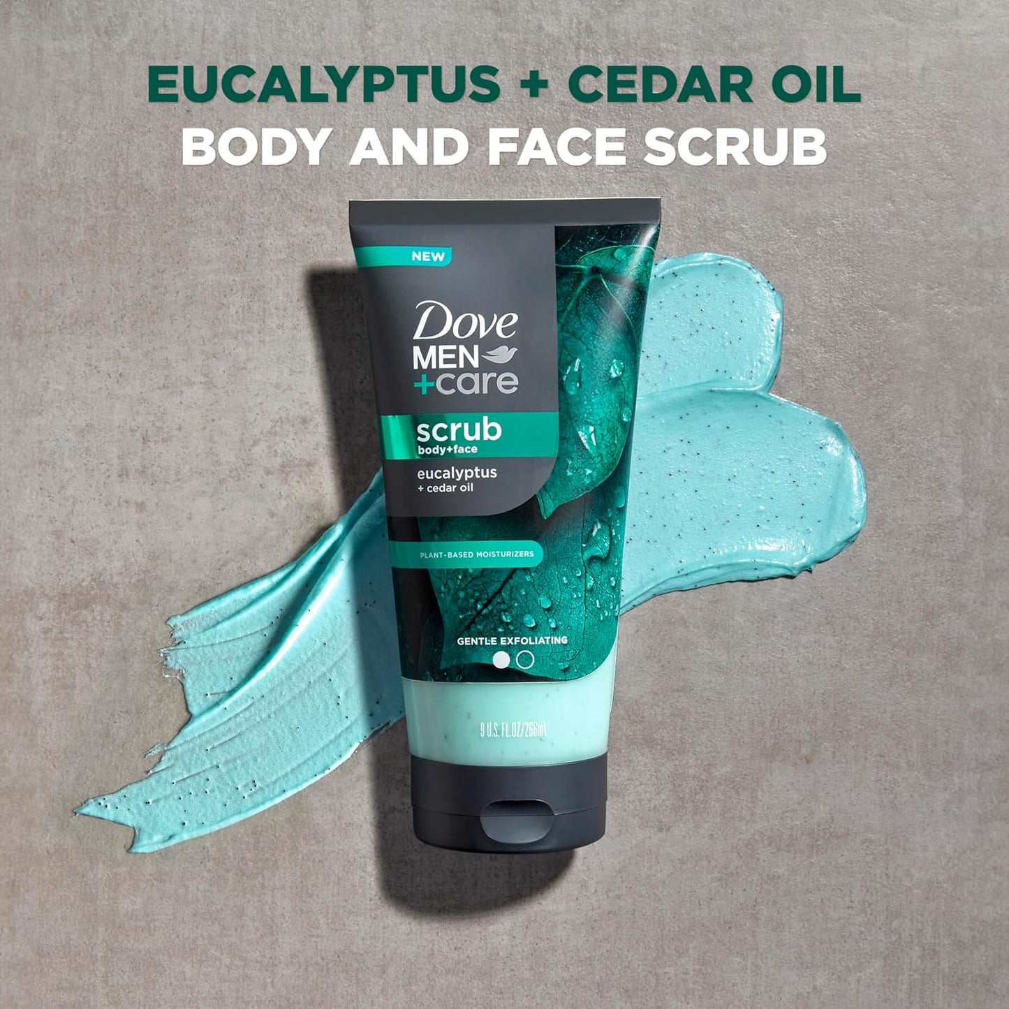 DOVE MEN Body and Face Scrub Eucalyptus Deeply Exfoliates for Hydrated & Nourished Skin No Sulfate or Parabens (2CT)
