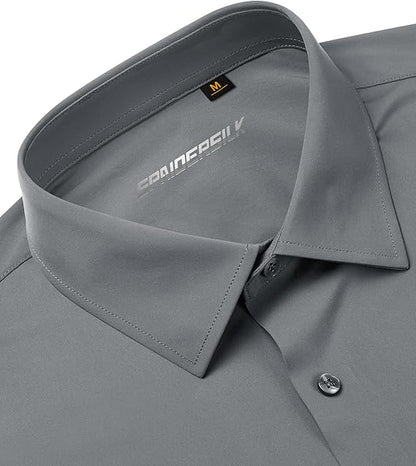 Mans Langmou Slim Fit, Spiervas, Kreukelvry, Knoop-af Rekbaar