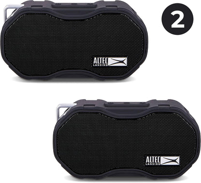 Altec Lansing Baby Boom XL - Waterdigte Bluetooth-luidspreker, Draadlose en Draagbare Luidspreker vir Reis en Buiteluggebruik, Diep Bas en Harde Klank, 2 Pak, Swart