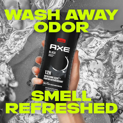 AXE Body Wash 12h Refreshing Scent Cleanser Black Frozen Pear and Cedarwood Men's Body Wash - 100% Plant-Based Moisturizers (16 oz)