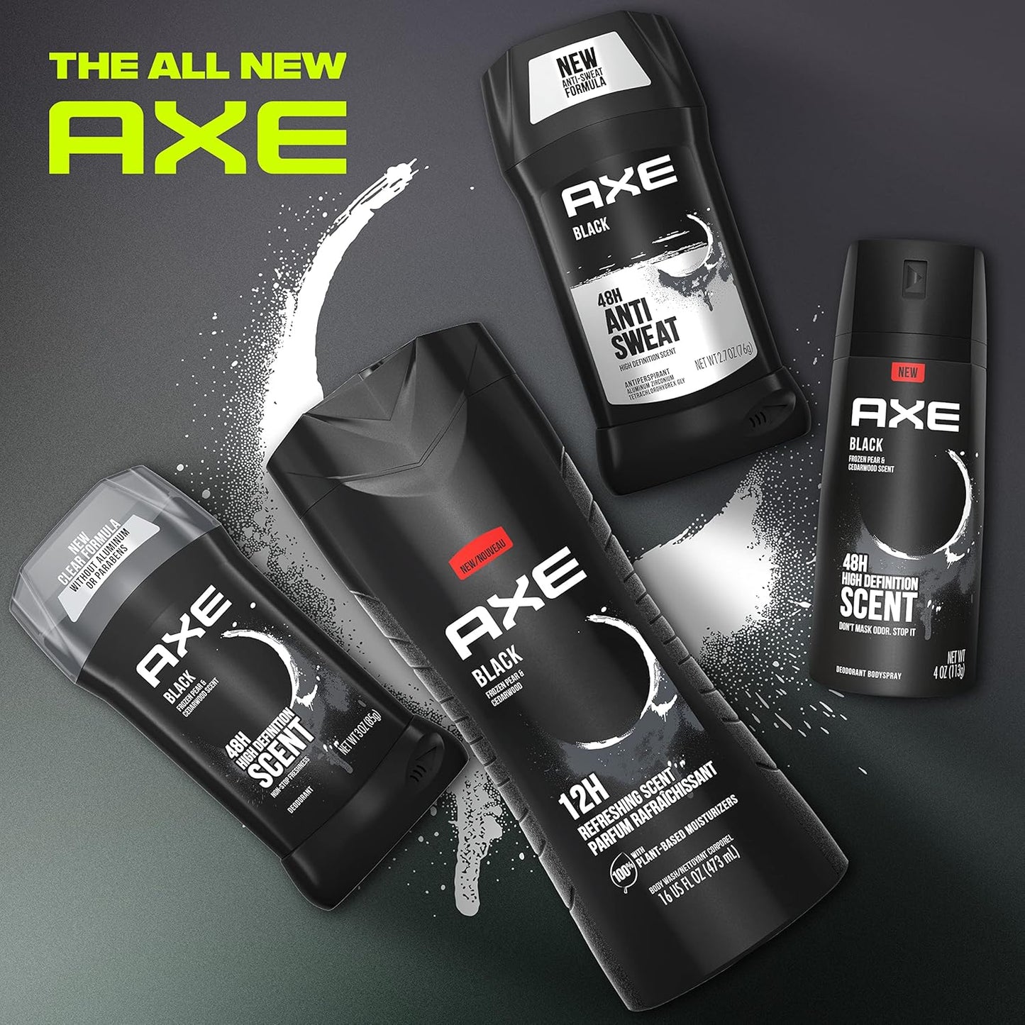 AXE Body Wash 12h Refreshing Scent Cleanser Black Frozen Pear and Cedarwood Men's Body Wash - 100% Plant-Based Moisturizers (16 oz)