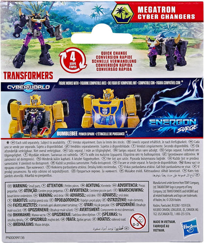 Transformers CYBERWORLD Megatron Cyber Changers Energon Surge 4-Inch Action Figure, Quick Change to Beast Mode - Robot Toys (Kids 6+)