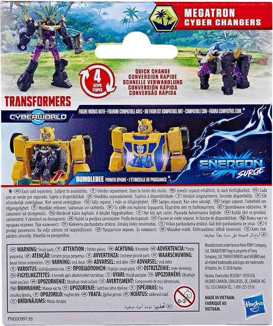 Transformers CYBERWORLD Megatron Cyber Changers Energon Surge 4-Inch Action Figure, Quick Change to Beast Mode - Robot Toys (Kids 6+)