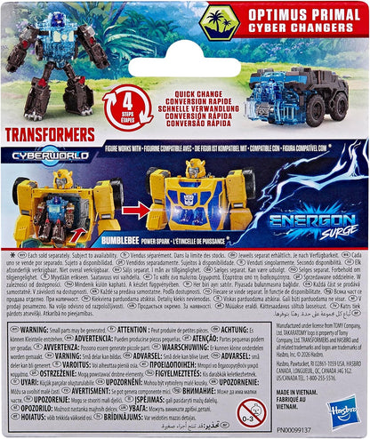 Transformers CYBERWORLD Optimus Primal Cyber Changers Energon Surge 4-Inch Action Figure Quick Change to Truck Mode Robot Toys (Kids 6+)