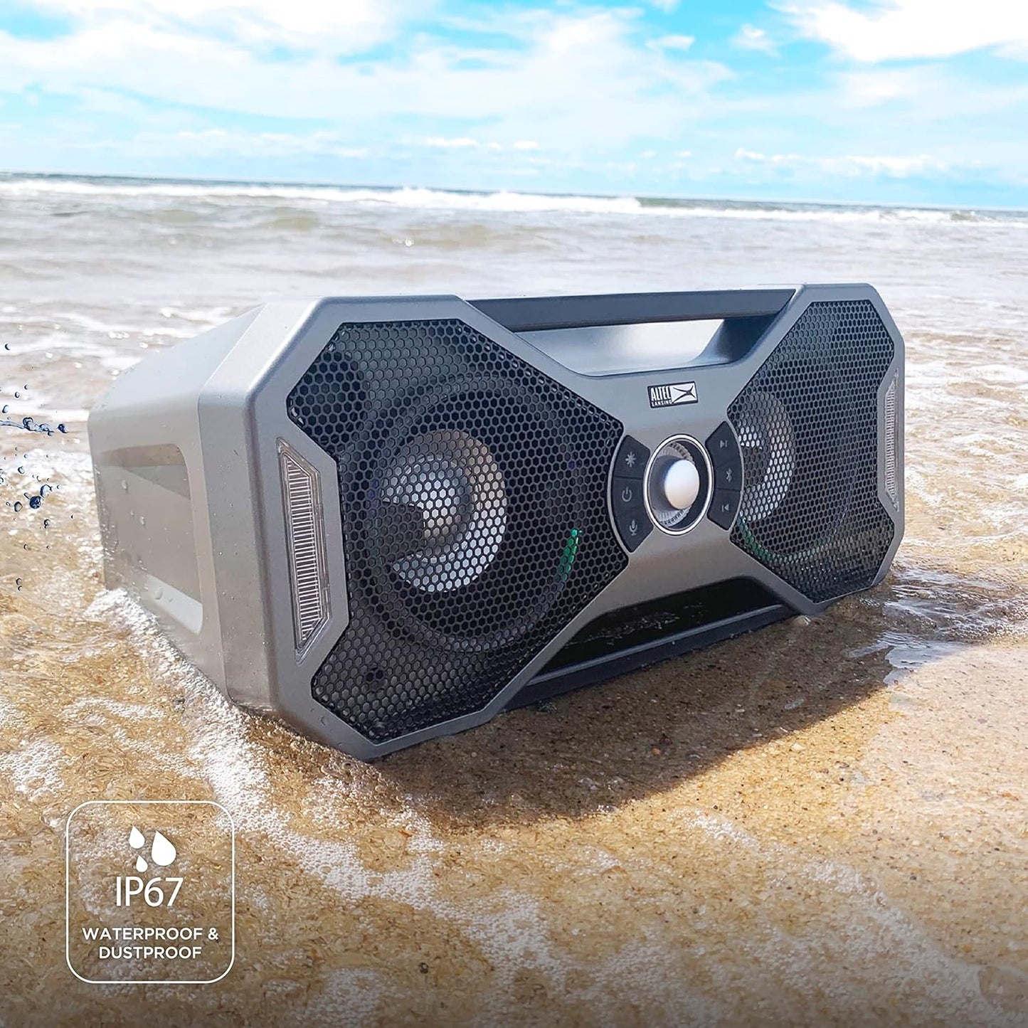 Altec Lansing Mix 2.0 - Waterdigte Bluetooth-luidspreker met Sterk Bass, Draagbare Luidspreker vir Reis- en Buiteluggebruik, 30 Meter Reikwydte & 20 Uur Speeltyd Besoek die Altec Lansing Winkel