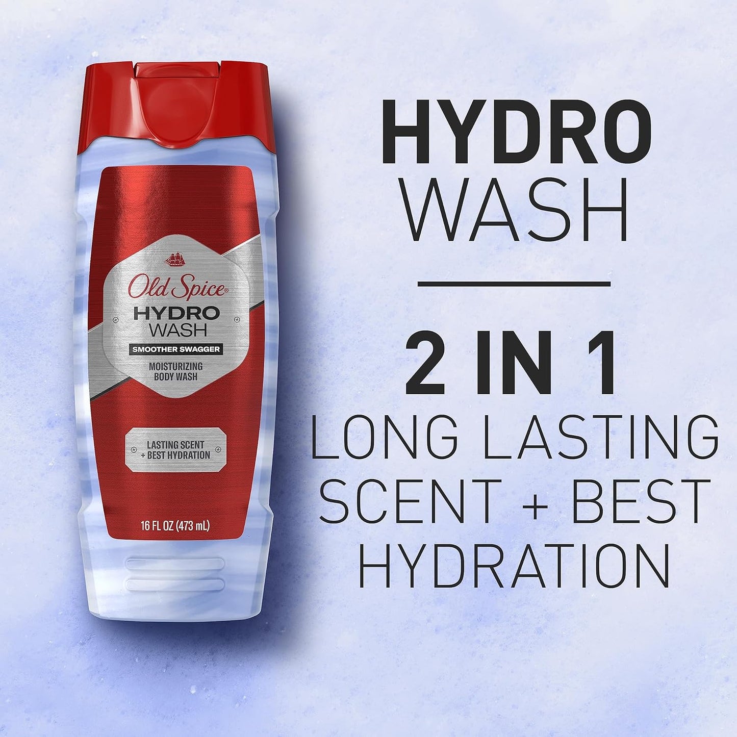 Old Spice Moisturizing Body Hydro Wash for Men, Long Lasting Scent & Deep Hydration, 24/7 Shower Fresh, Smoother Swagger Scent (2PK)