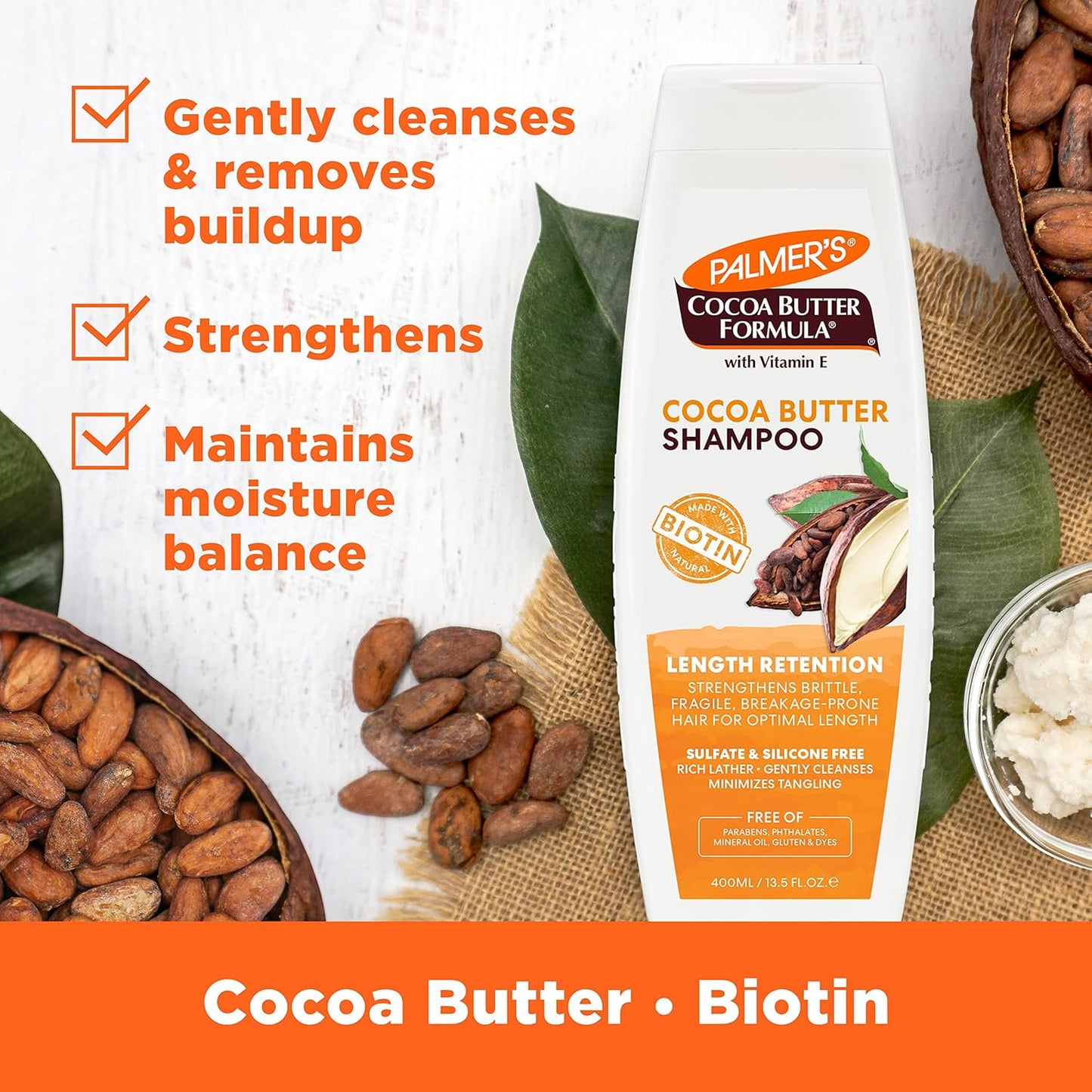 Palmer's Cocoa Butter Formula Biotin Length Retention Shampoo (13.5 Fl Oz)