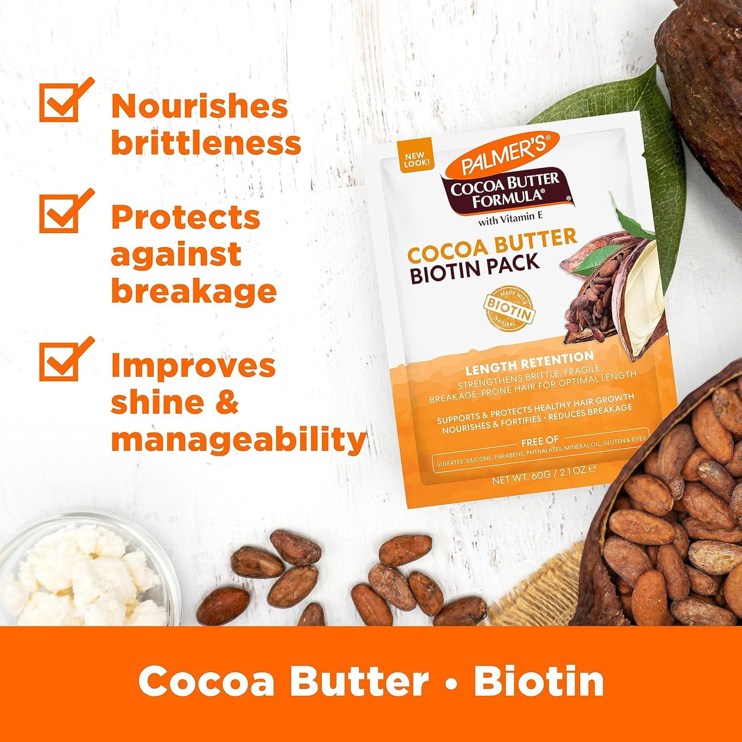 Palmer's Cocoa Butter & Biotin Length Retention Biotin Pack  (2.1 0z) - Pack of 5