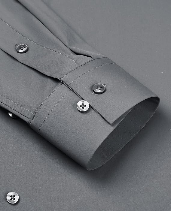 Mans Langmou Slim Fit, Spiervas, Kreukelvry, Knoop-af Rekbaar