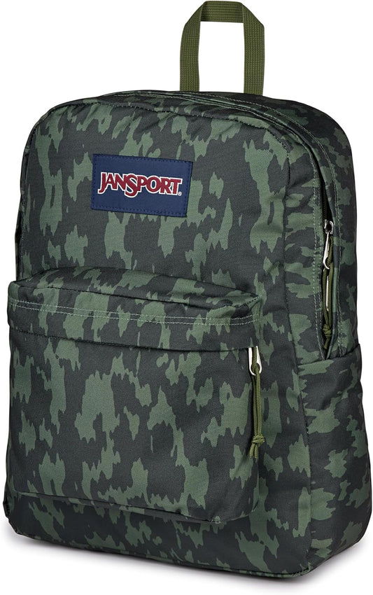 JanSport SuperBreak One Rugsak – Duursame, Liggewig Sak met 1 Hoofkompartement, Voorste Nutssak met Ingeboude Organiseerder, Hoëgehalte Rugsak, Camo Illusion