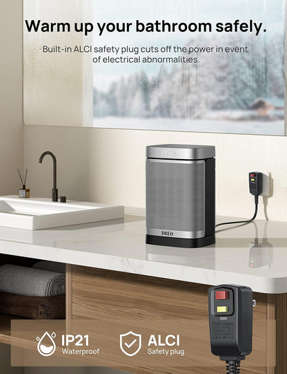 25" Vinnige Verhittingsruimteverwarmerbundel met Afstandbeheer, Anti-Brandprop + Ossillerende Keramiek Draagbare Verwarmer 1500W met Verstelbare Digitale Termostaat