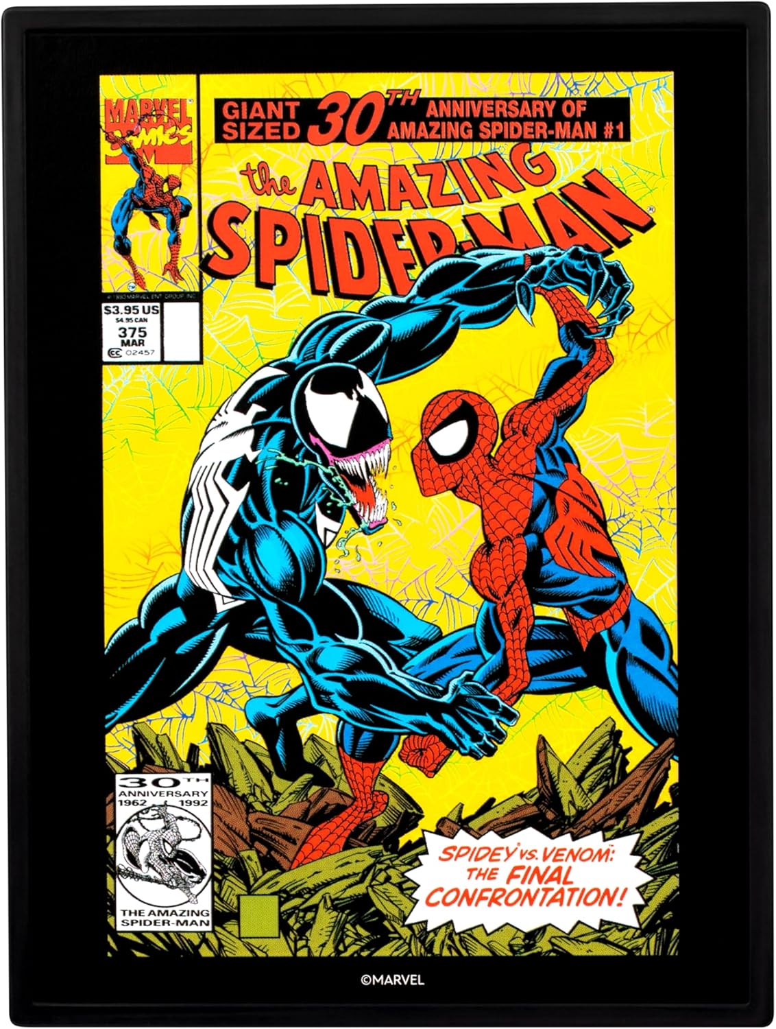 FANDROP Spider-Man VS. Venom, Displayable Diorama, Artifacts & Scene Marker - Elite Display to Enhance Any Spider-Man Collection