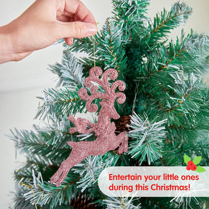 (66 PCS) Christmas Balls Ornaments Set, Pink Shatterproof Plastic Christmas Tree Ornaments Decoration