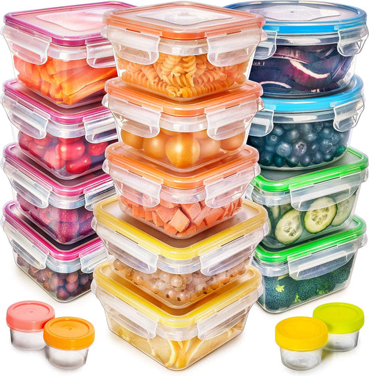 Fullstar 34-Stuk Plastiek Voedselbergingshouers met Dekels (17 Houers & 17 Dekels) - Lekvry, BPA-vry, Maaltydvoorbereidinghouers, Herbruikbare Middagetebergingsstel vir Kombuisorganisasie (Pak van 34)