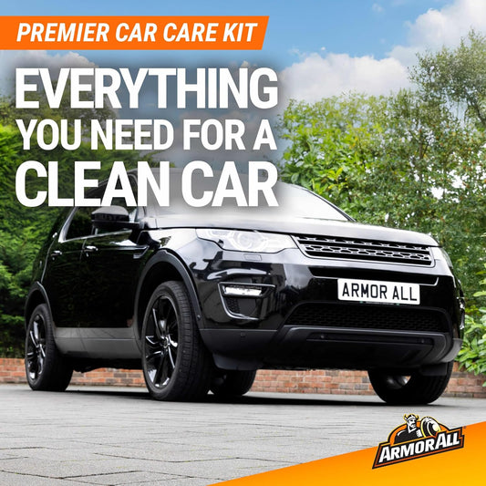 Armor All Premier Motorversorgingskit, Sluit Motorwas- en Wasstel, Glasreiniger, Motorlugverfrisser, Band- en Wielsuiwerer in - (8 Stuk Kit)