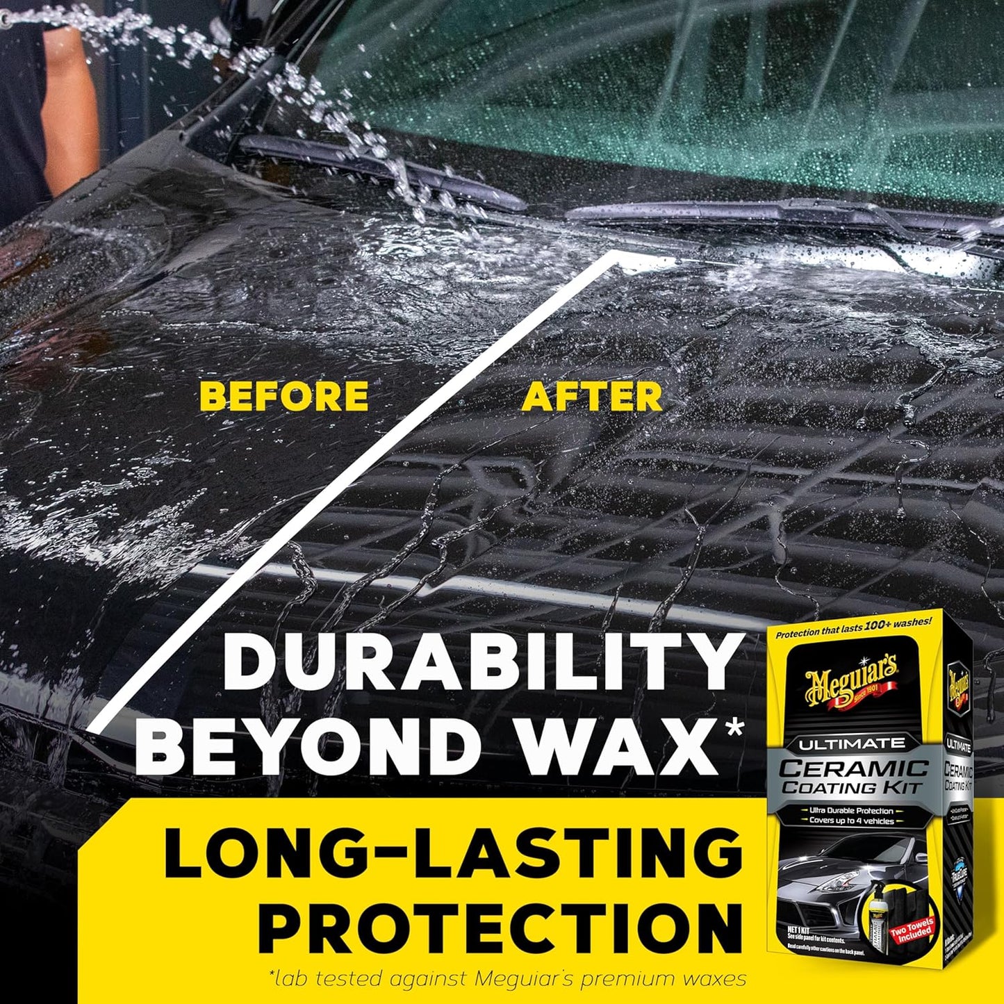 Meguiar's Ultimate Ceramic Coating Premium Kit vir motors – ultra-duursame keramiekbeskerming met mikroveselhanddoeke