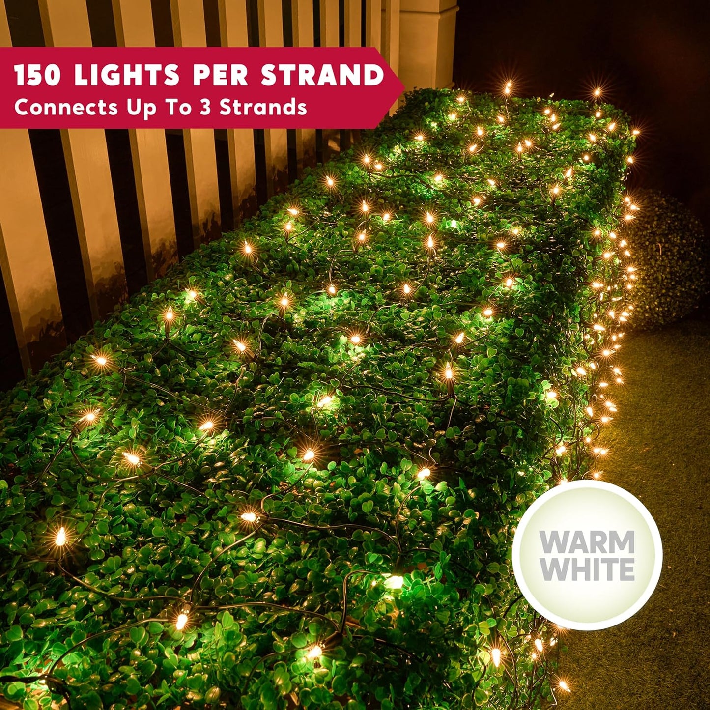 150 lumières en filet blanc chaud pour décorations intérieures et extérieures