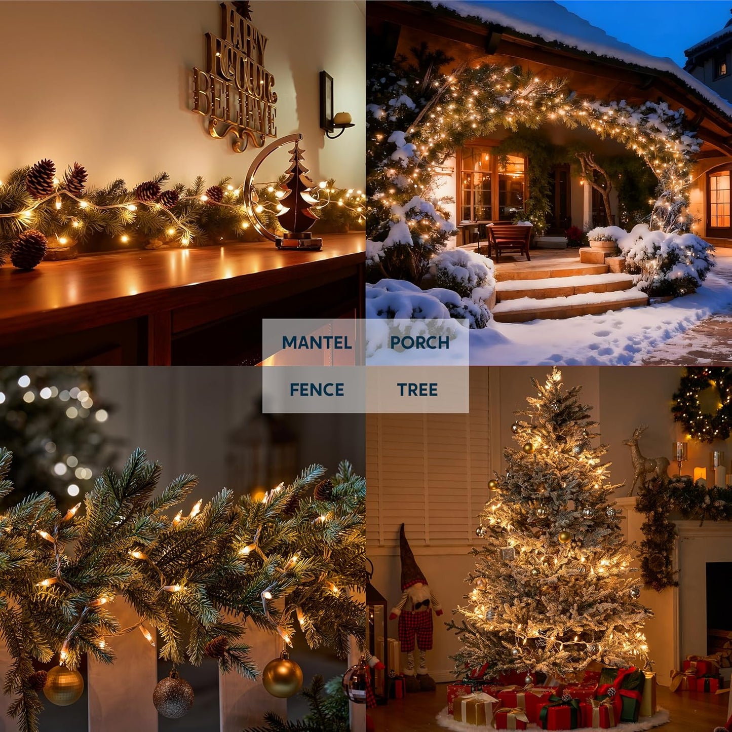 Christmas String Lights, 100CT Mini Warm Fairy Light,21.5FT Lighting Decor - White Wire