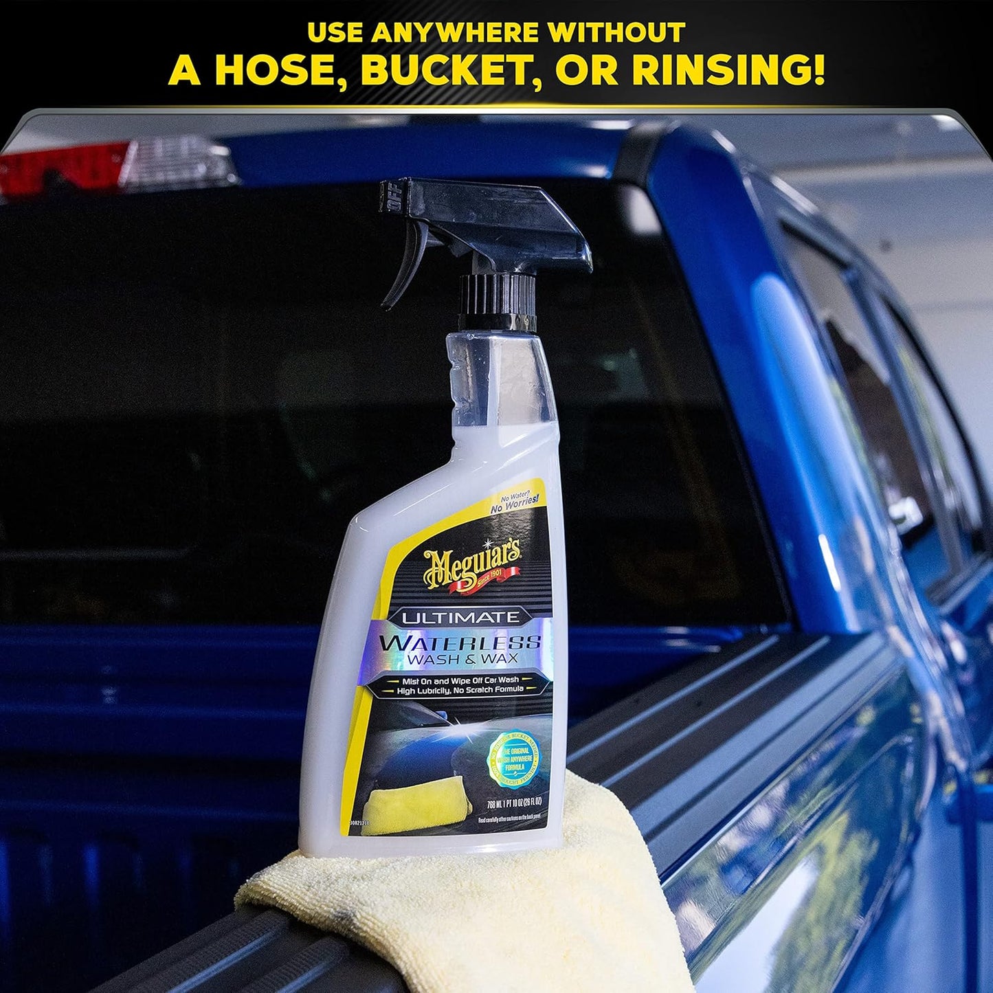 Meguiar's Ultimate Waterless Wash & Wax, Krasvrye Skoonmaaksproei 2-in-1 Detailer vir Glans (26 Oz)