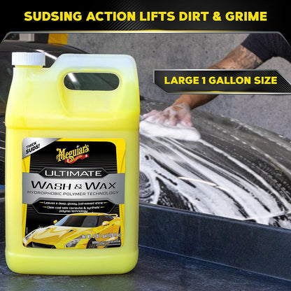 Meguiar's Ultimate Wash and Wax Shine, en Beskerm met 'n Verbeterde pH Neutrale Karverfskoonmaker - 1 Gallon