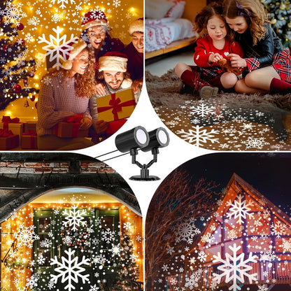 Christmas Double Head Snowflake Projector  Upgraded Multi-Mode, High Brightness, 360°Rotating, Waterproof - White