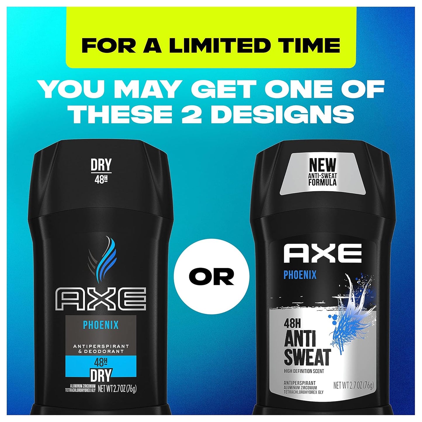 AXE Antiperspirant Deodorant For Men - Phoenix Crushed Mint And Rosemary 48HR Sweat Protection (Pack of 2)