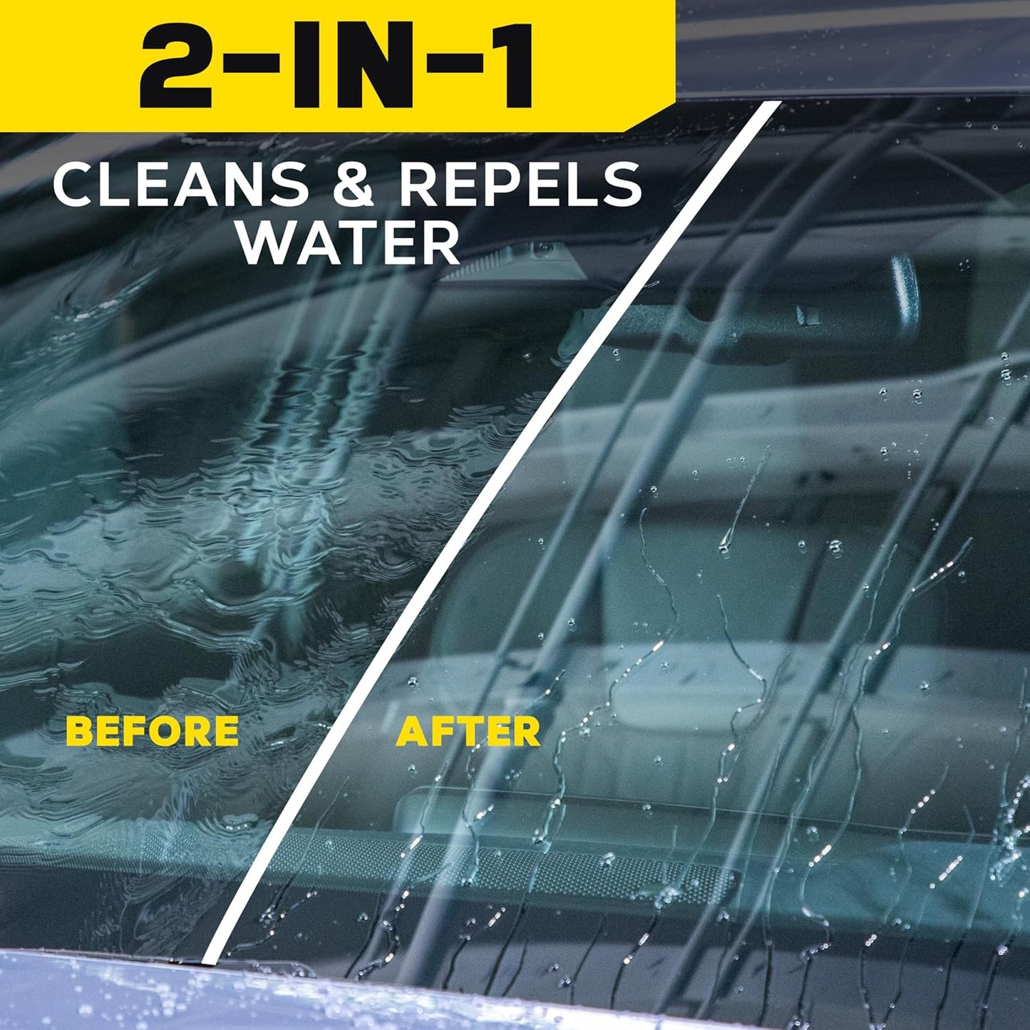 Meguiar's Ultimate Glass Cleaner & Water Repellent - Premium Glas- en Vensterskoonmaker Reënweerder wat Sigbaarheid in Reën Verbeter - (16oz)