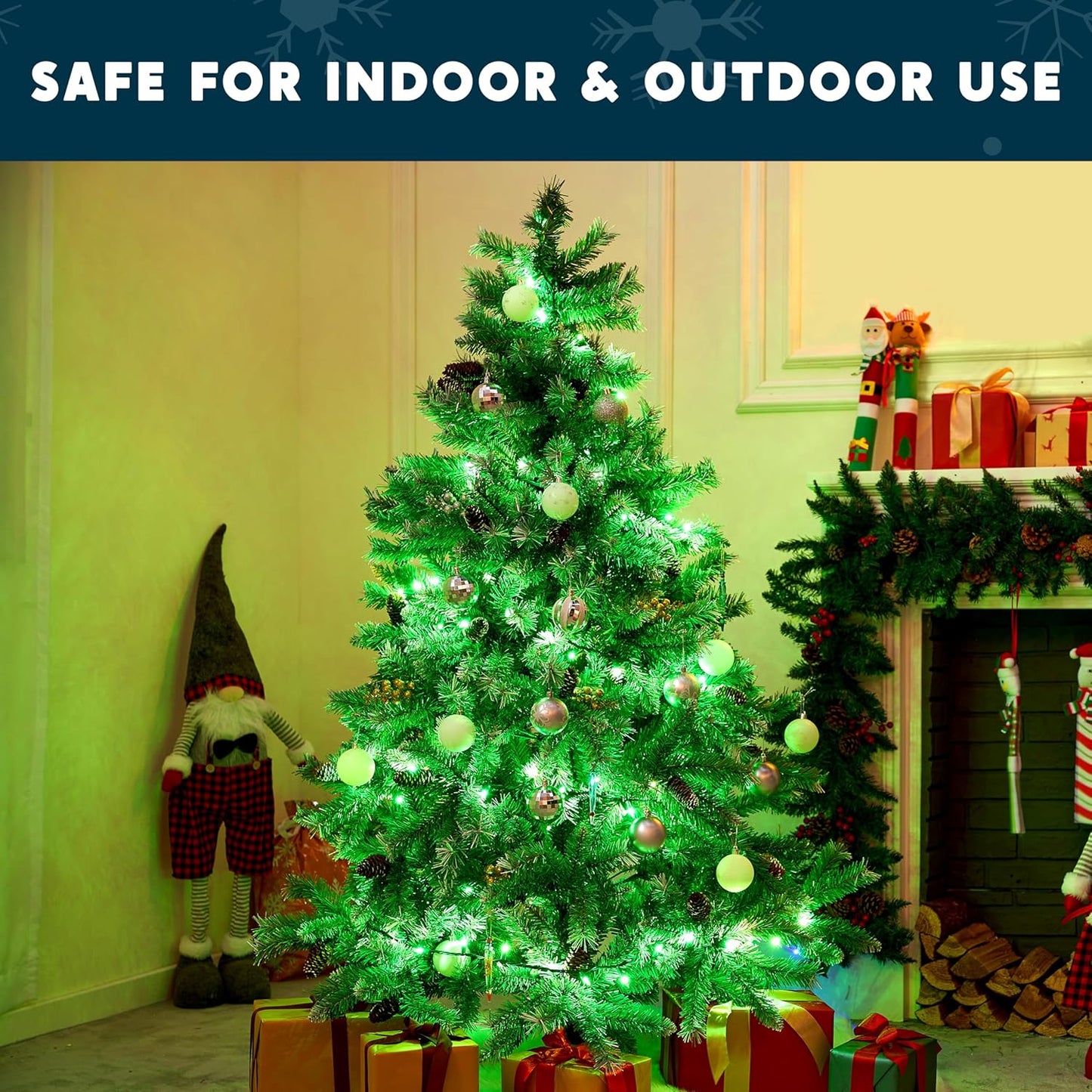 Green Christmas String Lights,100 Ct / 22.3FT Tree Lights Plug in  Decorations - Green Wire