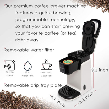Mixpresso Enkelkoppie Koffieblaaier - Vinnige Brou, Een-Druk-Funksie, 350ml Eenkoppie Koffiemaker