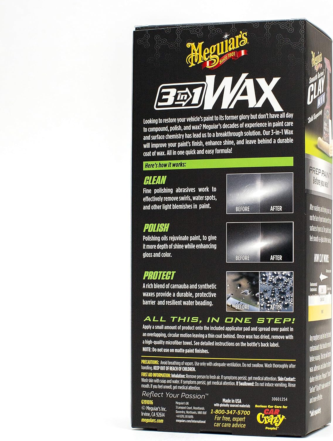Meguiar’s 3-In-1 Wax – Gevorderde Skoonmaakwas wat Defekte en Krapverwydering, Karpolering vir ’n Hoë Glans Saamsmelt (16 Oz)