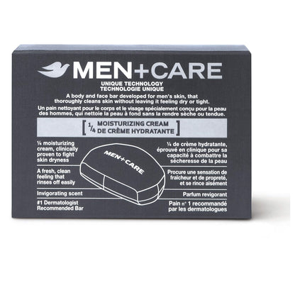 DOVE MEN CARE 3 in 1 Bar Cleanser for Body, Face, and Shaving Extra Fresh Cleanser Bar Soap to Clean and Hydrate Skin (Pack of 8)