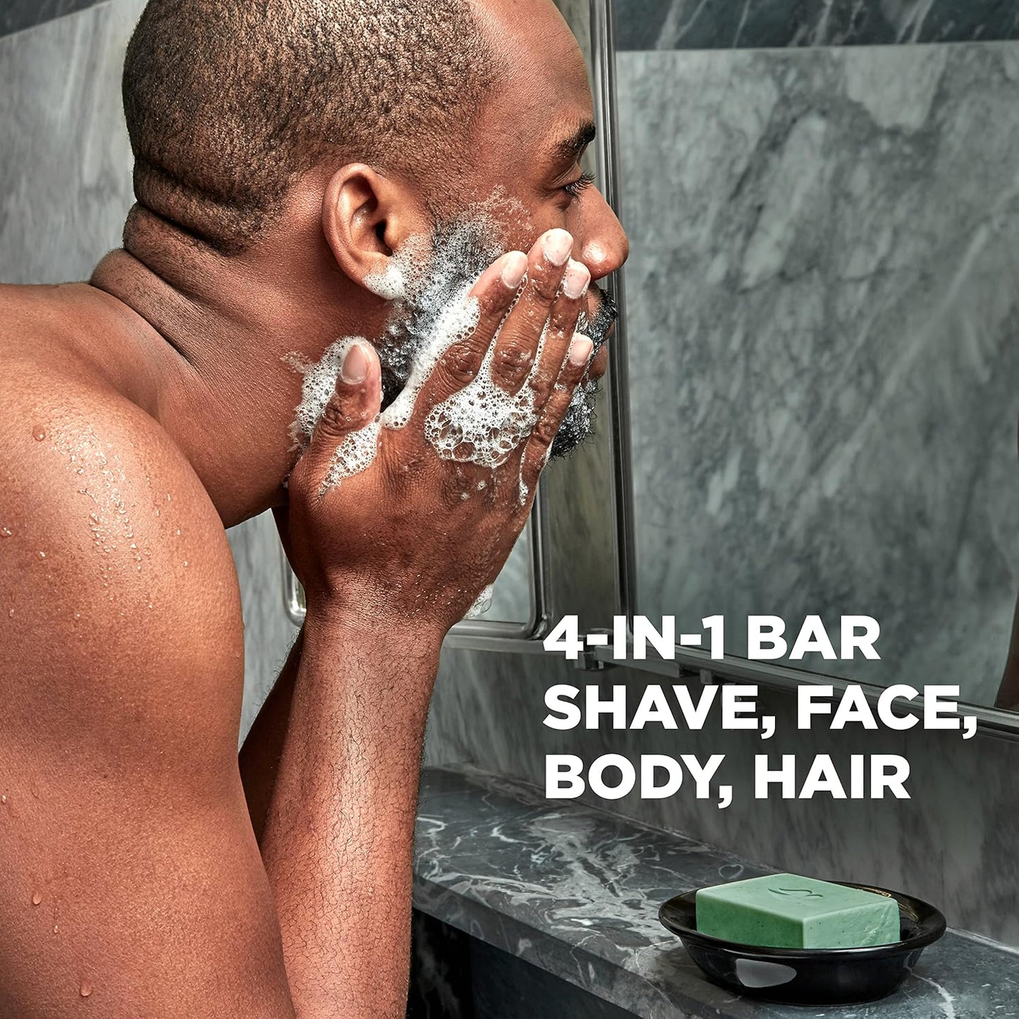 DOVE MEN Plant-Powered Natural Essential Oil 4-in-1 Bar Soap for Men's Body, Hair, Face and Shave (4PK)