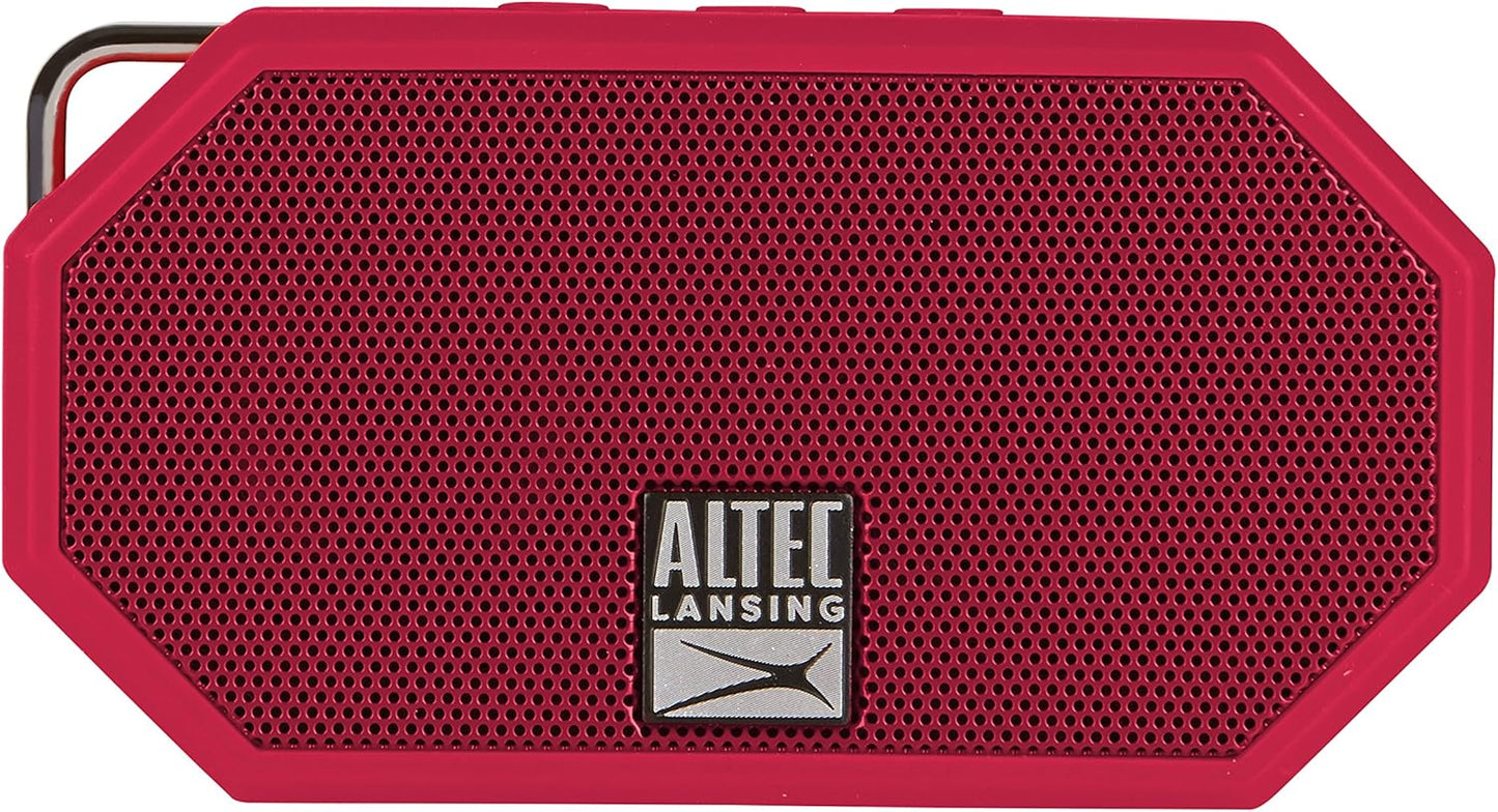 Altec Lansing Mini H2O - Waterdigte Bluetooth-luidspreker, IP67-gesertifiseer en dryf in water, kompakte en draagbare luidspreker vir stap, kamp, swembad en strand, rooi