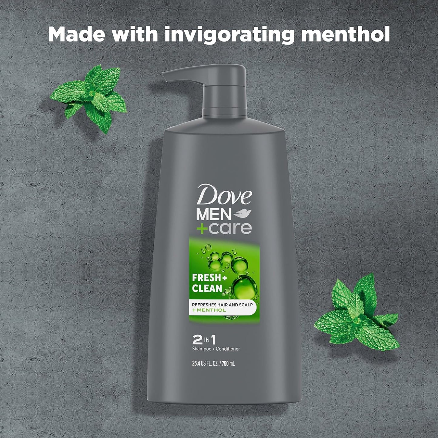 DOVE MEN CARE 2-in-1 Shampoo and Conditioner - Fresh and Clean Nourishes and Invigorates Helps Strengthen Hair 25.4 oz (4ct)