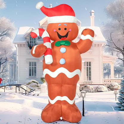 5 FT Christmas Inflatable Decorations, Christmas Blow Ups Gingerbread Man Yard w/ Candy Canes Decor