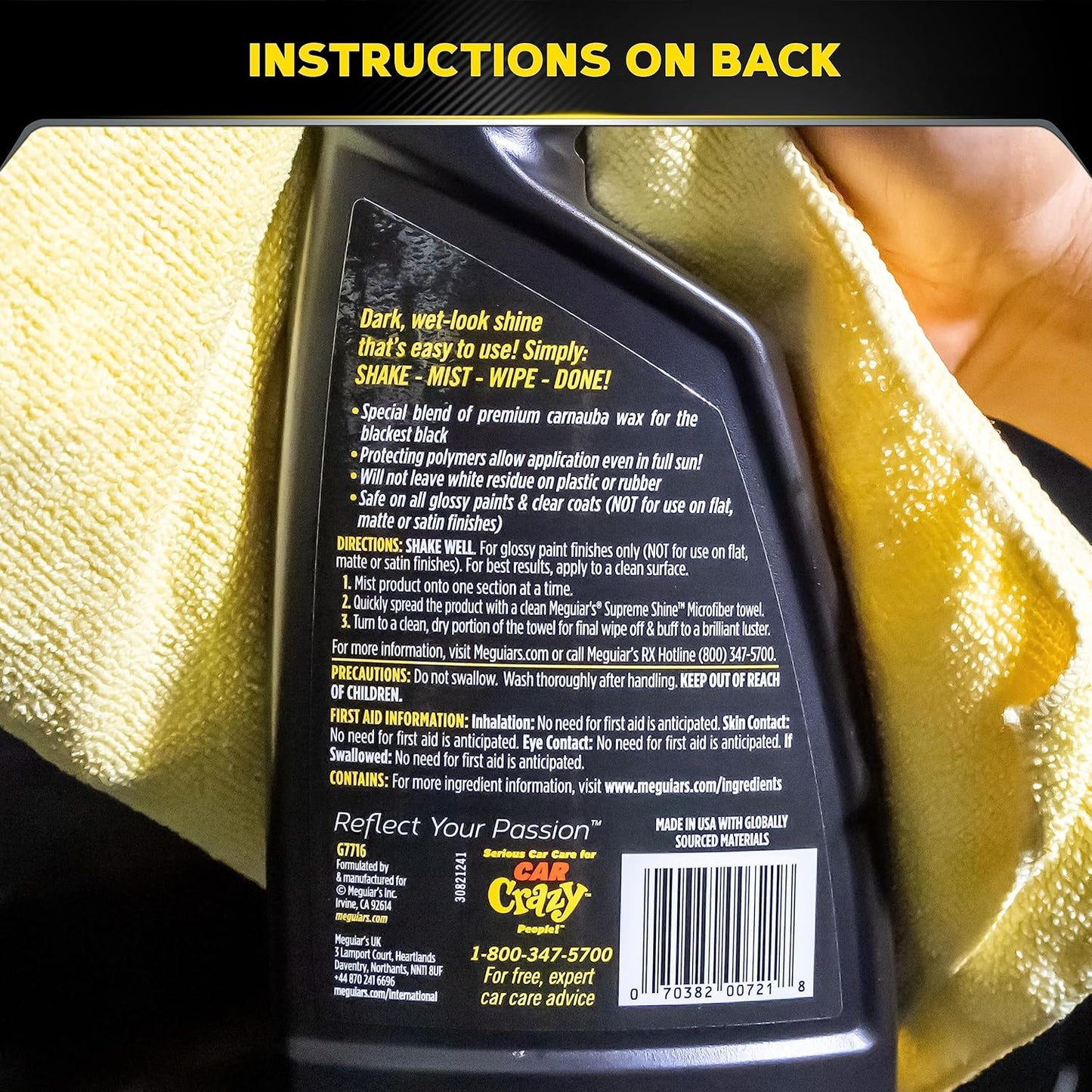 Meguiar's Gold Class Carnauba Quik Wax, Spesiale Mengsel vir Rykheid en Glans (473 ml)