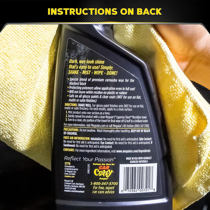 Meguiar's Gold Class Carnauba Quik Wax, Spesiale Mengsel vir Rykheid en Glans (473 ml)