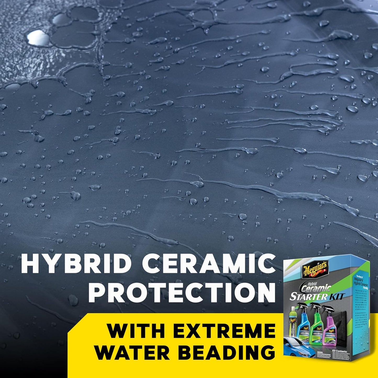 Meguiar’s Hybrid Ceramic-aanvangerspakket – Premium motorversorgingspakket sluit motorwas en -was, motorwas, spuitpoleermiddel en bandglansmiddel in