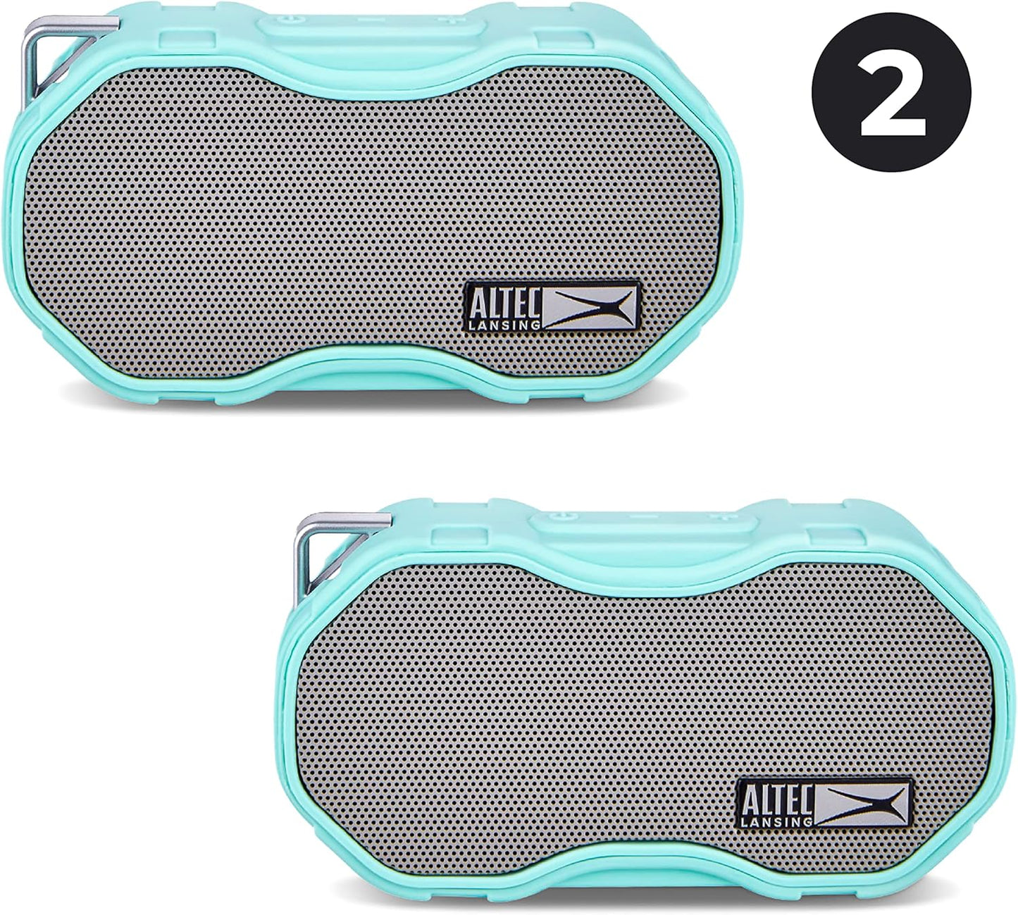 Altec Lansing Baby Boom XL - Waterdigte Bluetooth-luidspreker, Draadlose en Draagbare Luidspreker vir Reis- en Buiteluggebruik, Diep Bas en Harde Klank, 2 Pak, Munt