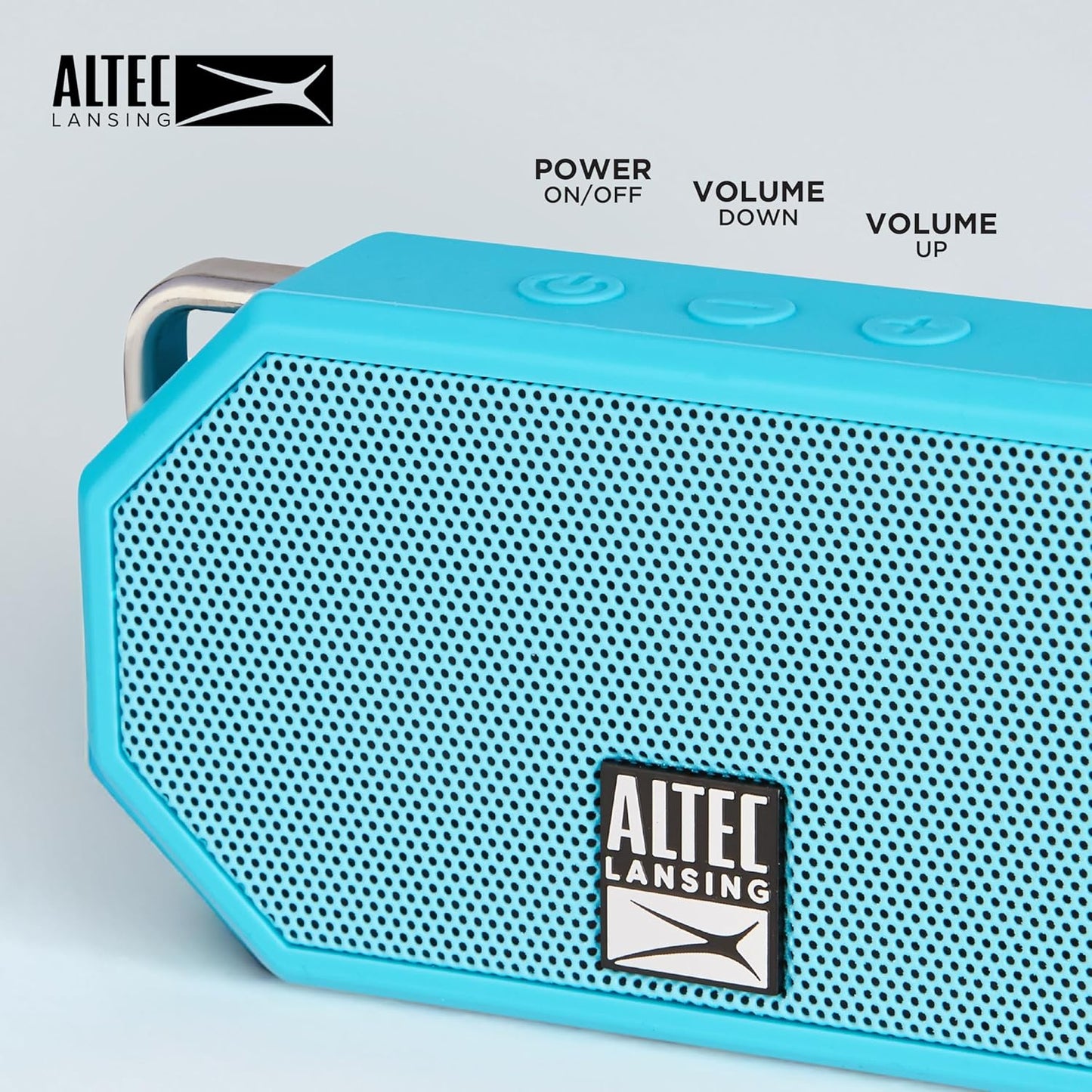 Altec Lansing Mini H2O – Waterdigte Bluetooth-luidspreker, IP67-gesertifiseer en dryf in water, kompakte en draagbare luidspreker vir stap, kamp, swembad en strand, Aqua