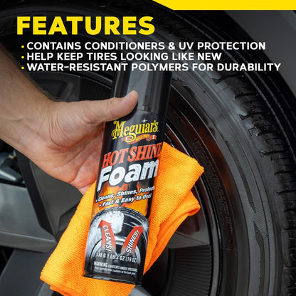 Meguiar's Hot Shine Bandskuim, Hoëglans Bandskuim Wat Skoonmaak, Laat Blink en Beskerm - Swart Glans - (538 g)