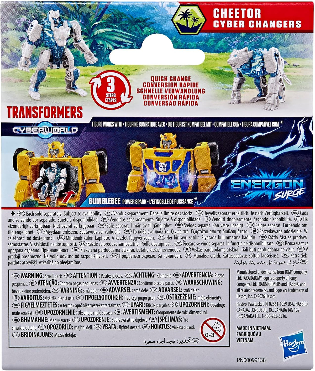 Transformers CYBERWORLD Cheetor Cyber Changers Energon Surge 4-Inch Action Figure Quick Change to Beast Mode - Robot Toys (Kids 6+)