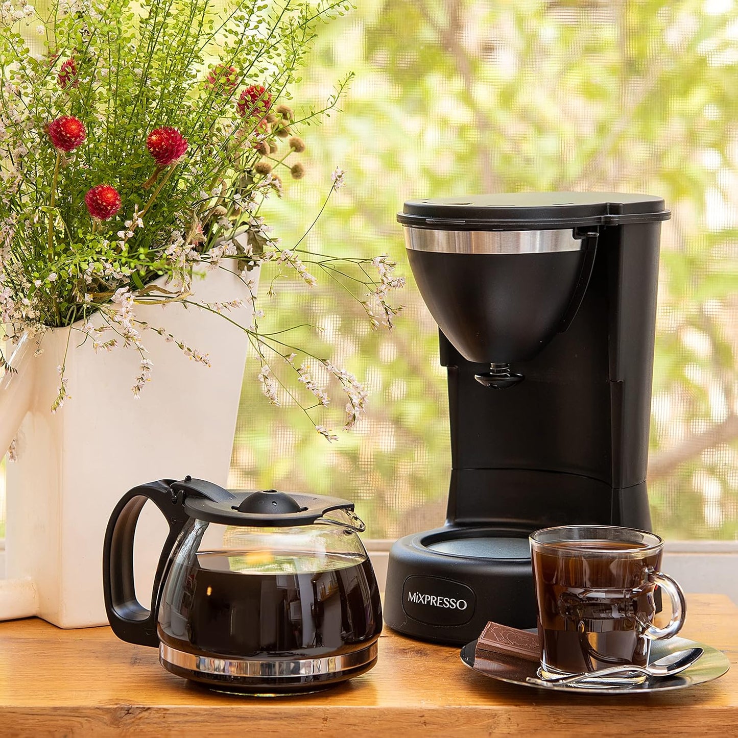 Drupkoffiemaker deur Mixpresso Coffee (6 Koppies), Swart