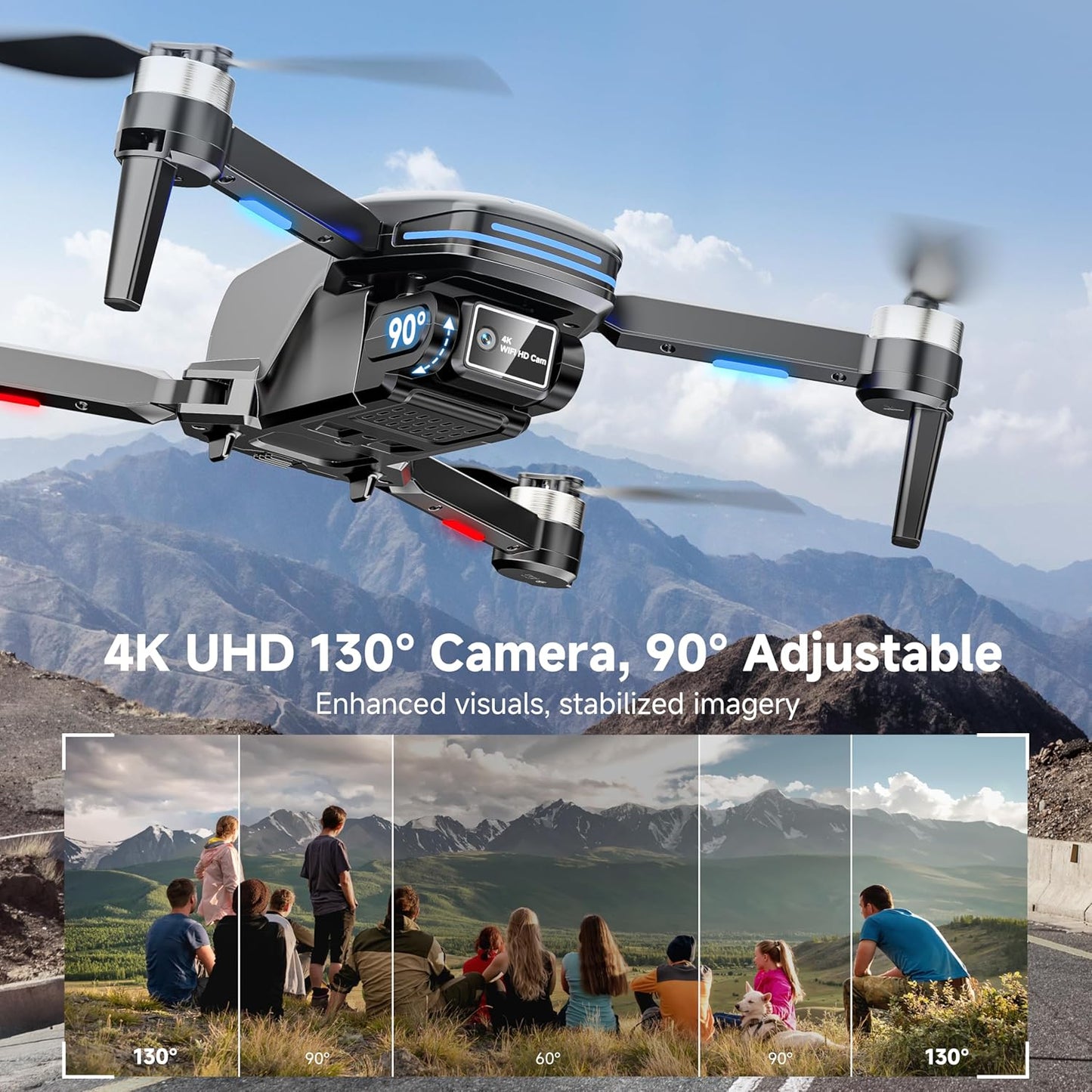 Drone w/ Camera 4K Brushless Motor Mini Foldable RC Drones Propeller Guards Voice Control, Anti-Lost Alarm